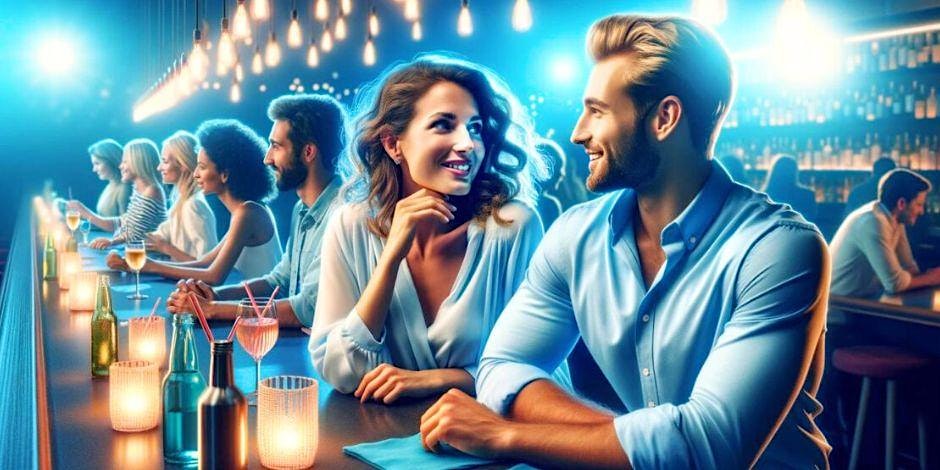 men and women flirting at a singles event