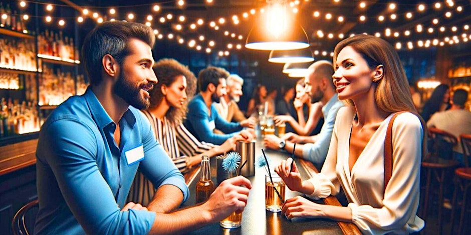 men and women speed dating at a bar