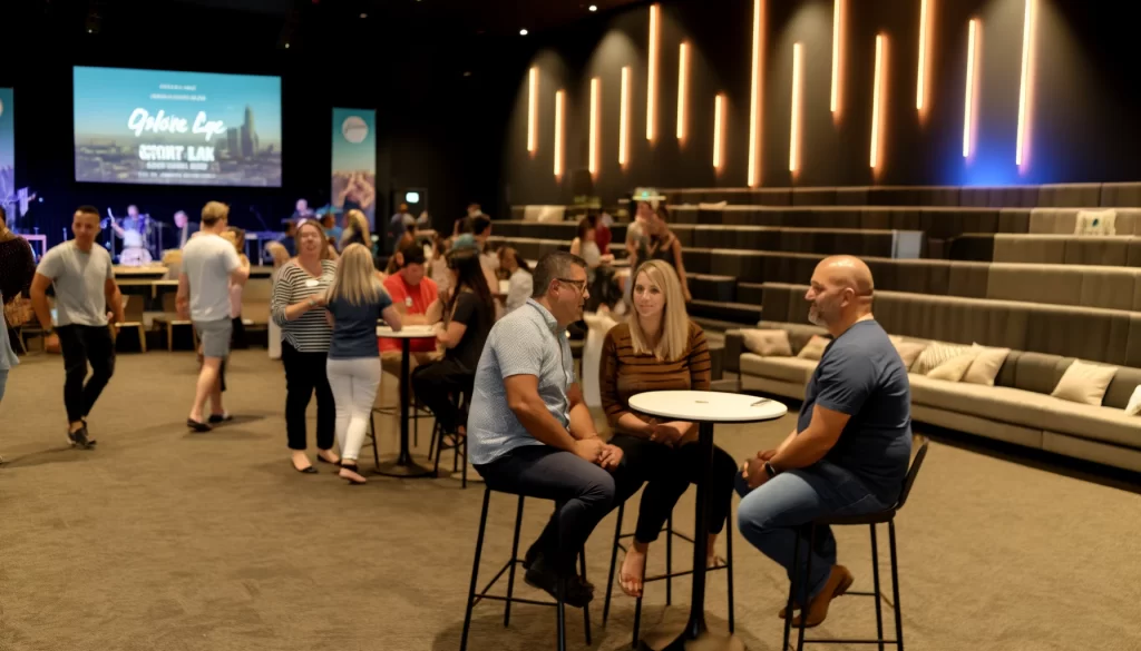 image of men and woman chatting at Christian speed dating event at Hillsong Church in Sydney, NSW
