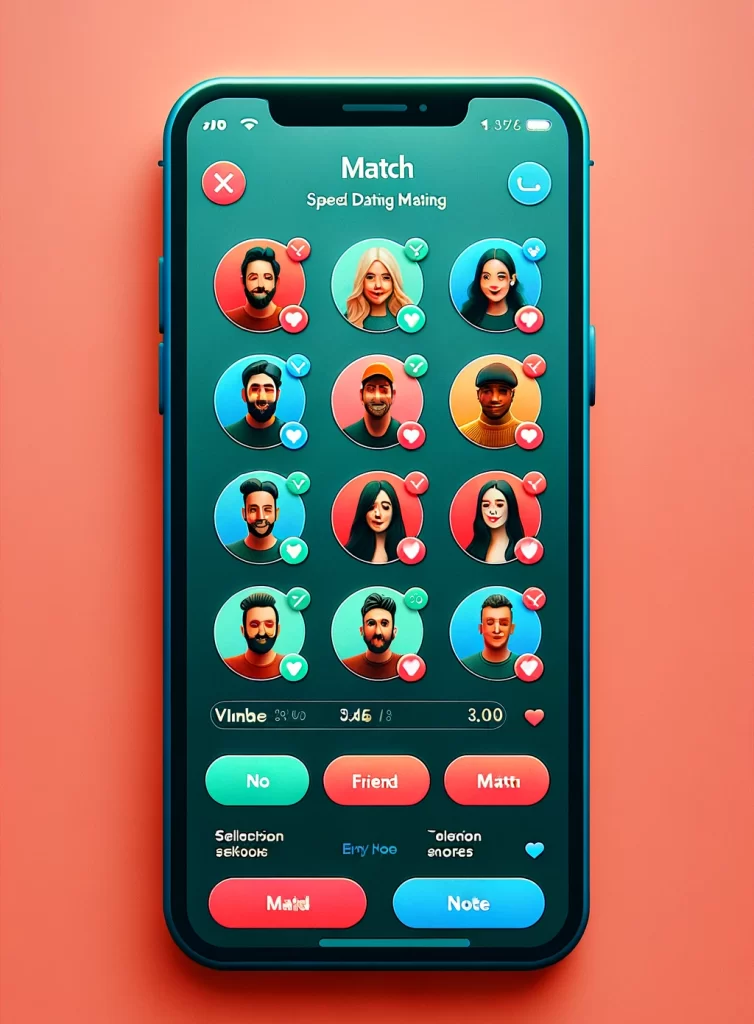 speed dating Social matching app withmodern UX design where each person is listed one at a time