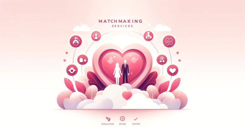 image representing your matchmaking services. It features a modern and elegant design with elements that convey romance and professionalism