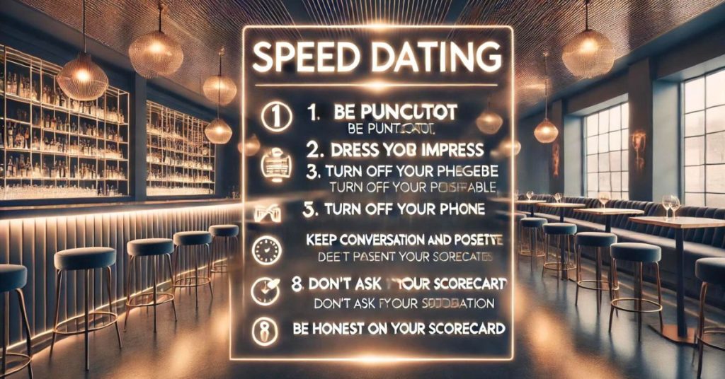 bar with list of speed dating rules