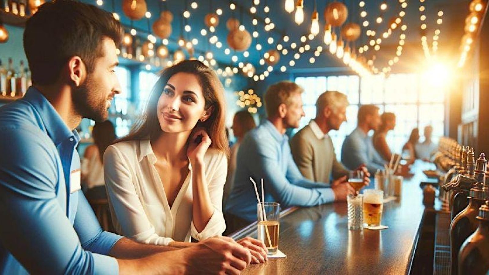 singles meeting at over 50s speed dating night in a bar
