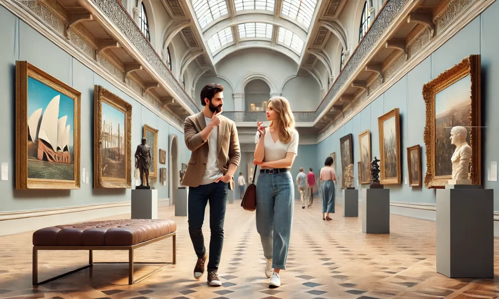 a couple visiting the Art Gallery of New South Wales