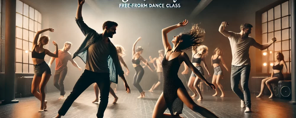 couple enjoying a free-form dance class at No Lights, No Lycra