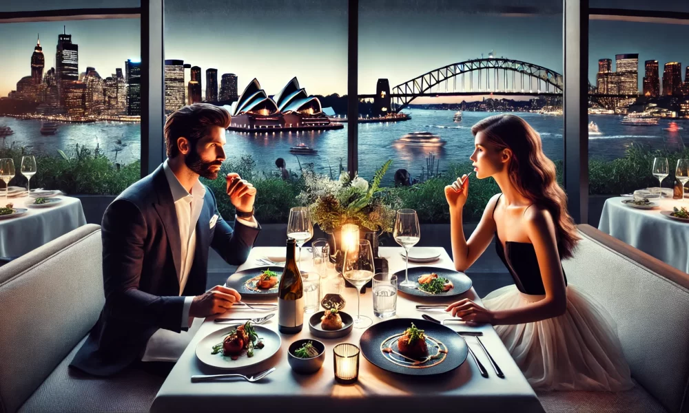 couple enjoying a luxurious dinner at Quay Restaurant in Sydney