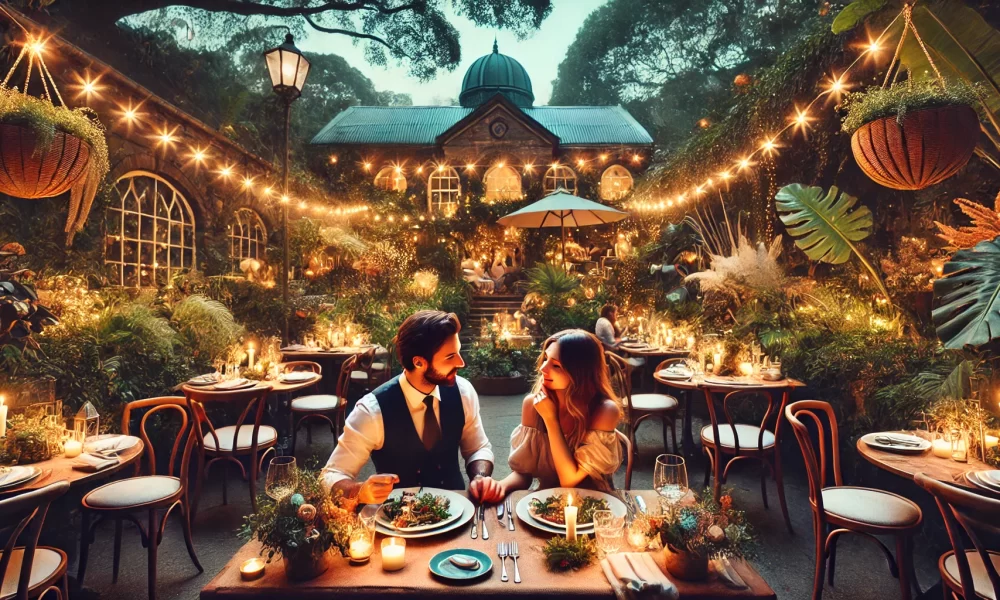 couple enjoying a romantic dinner at The Grounds of Alexandria