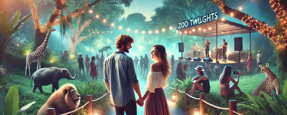 couple enjoying an evening at Zoo Twilights, featuring zoo visits and live concerts