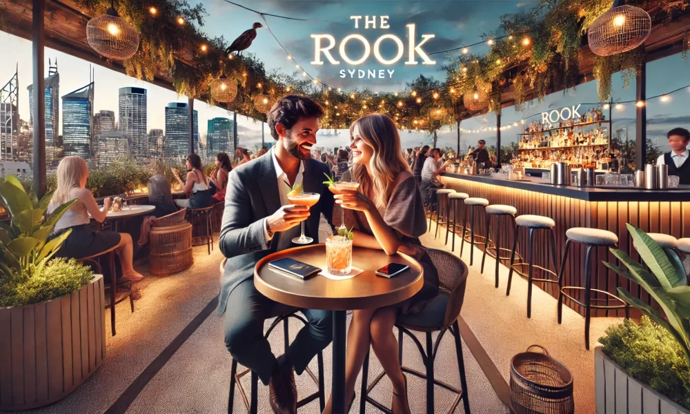 couple enjoying rooftop drinks at The Rook