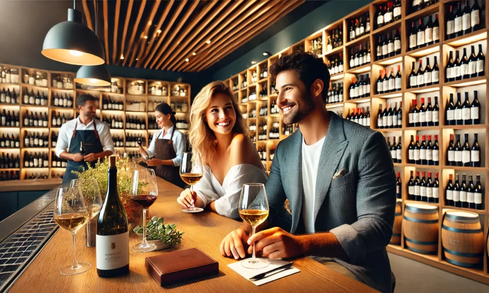 couple enjoying wine tasting at Handpicked Cellar Door in Sydney