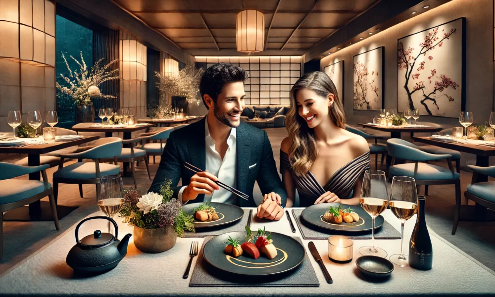 image of a couple enjoying a Japanese dining experience at Tetsuya's