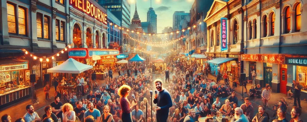 vibrant atmosphere of the Melbourne Fringe Festival, featuring arts, comedy, and live performances